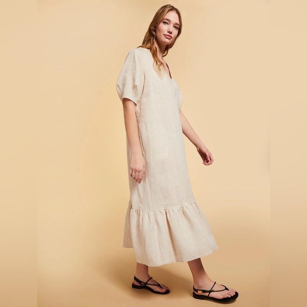 PERSONA by MARINA RINALDI 100% Linen Canvas Dress sz US 14 in Navy Blue